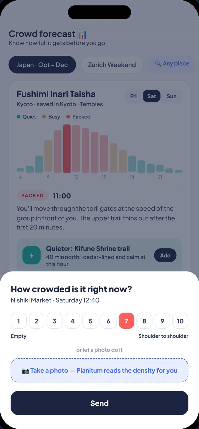 Planitum screen asking how crowded a place is right now